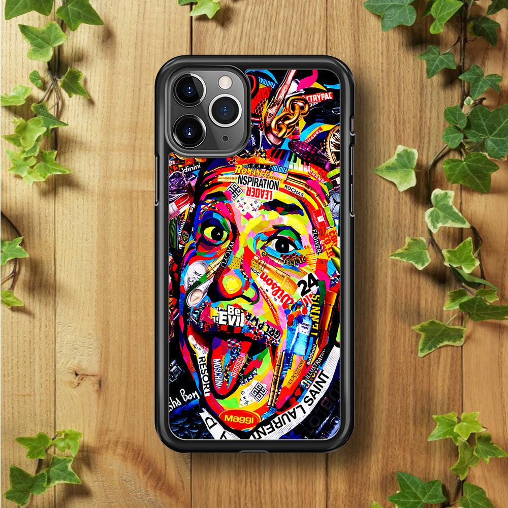 Albert Einstein Art iPhone 11 Pro Max Case-Rubber / Black (2D Case)-Xtracase
