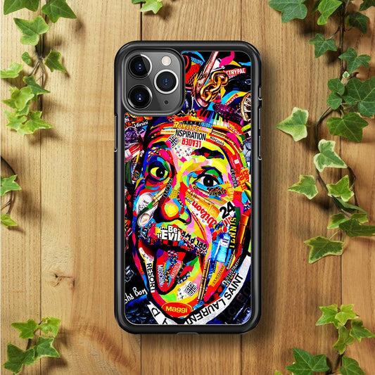 Albert Einstein Art iPhone 11 Pro Max Case-Rubber / Black (2D Case)-Xtracase