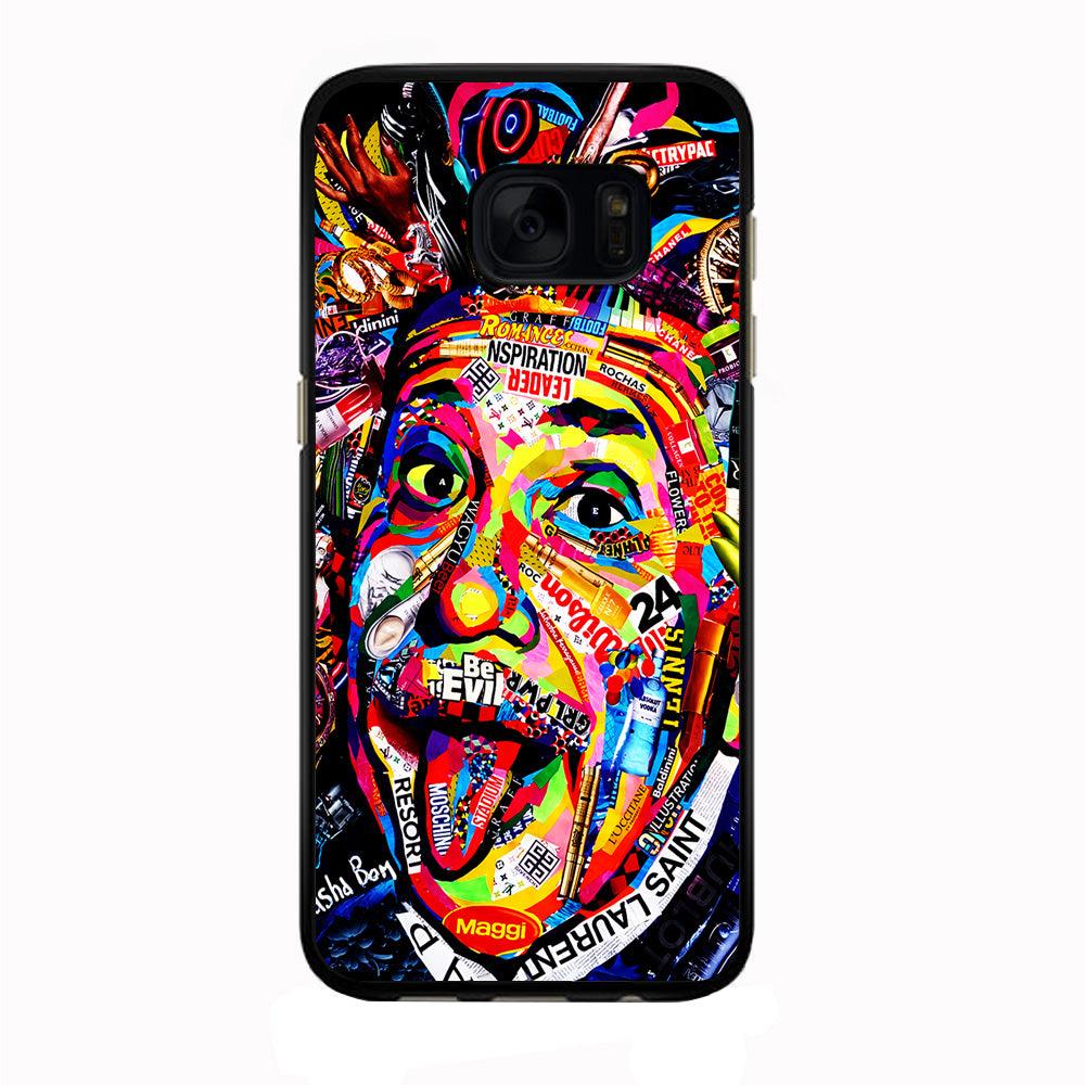 Albert Einstein Art Samsung Galaxy S7 Edge Case-Rubber / Black (2D Case)-Xtracase