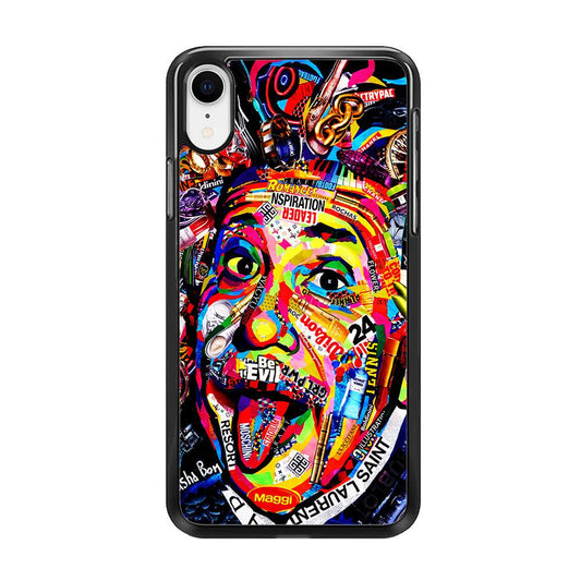 Albert Einstein Art iPhone XR Case-Rubber / Black (2D Case)-Xtracase