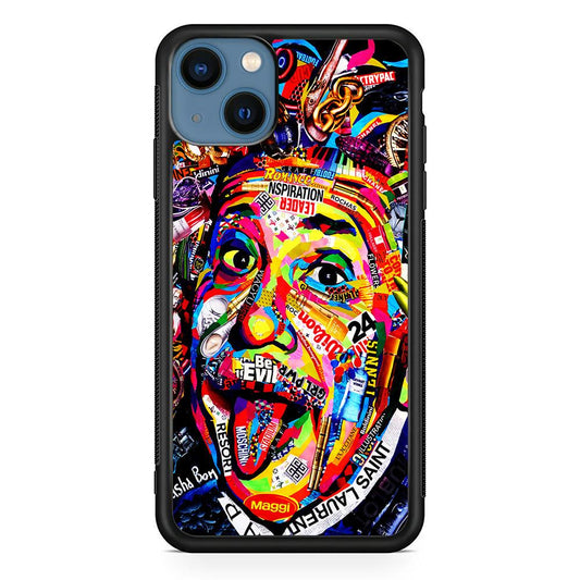 Albert Einstein Art iPhone 13 Mini Case-Rubber / Black (2D Case)-Xtracase