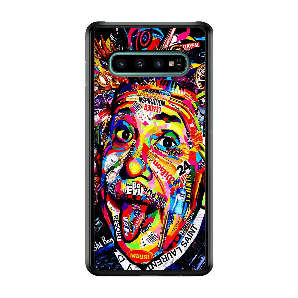 Albert Einstein Art Samsung Galaxy S10 Plus Case-Rubber / White (2D Case)-Xtracase