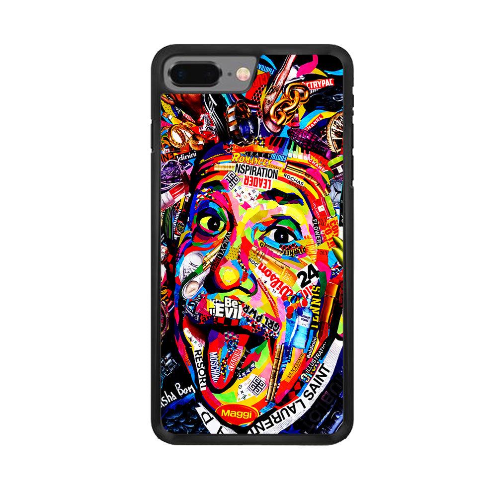 Albert Einstein Art iPhone 8 Plus Case-Rubber / Black (2D Case)-Xtracase
