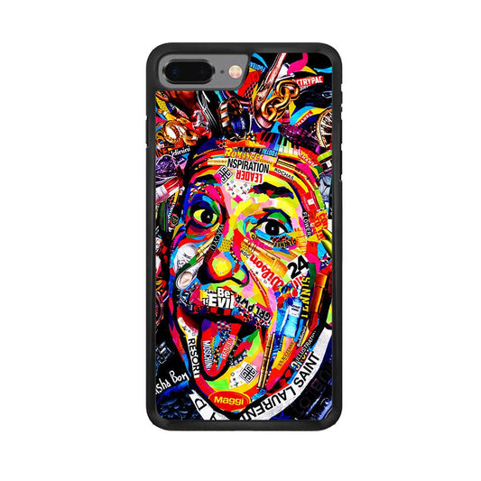 Albert Einstein Art iPhone 8 Plus Case-Rubber / Black (2D Case)-Xtracase