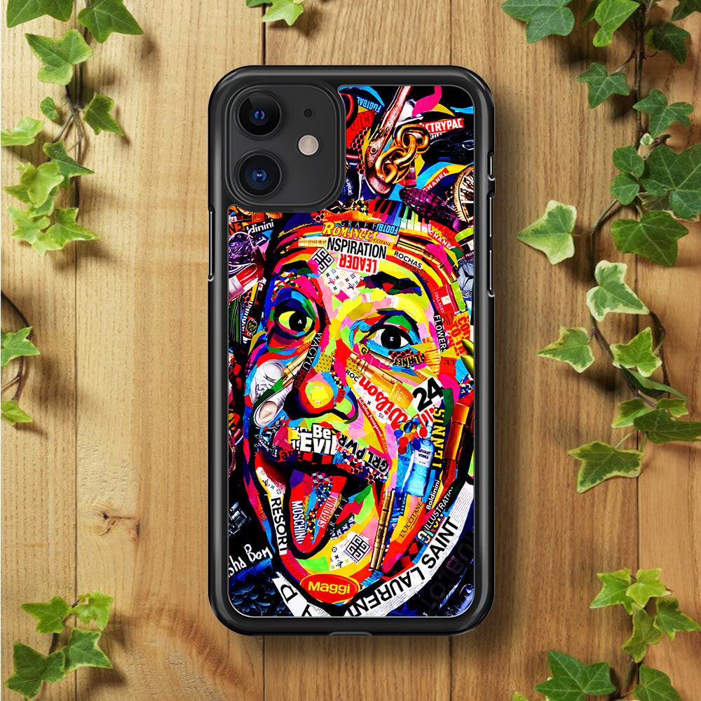 Albert Einstein Art iPhone 11 Case-Rubber / Black (2D Case)-Xtracase