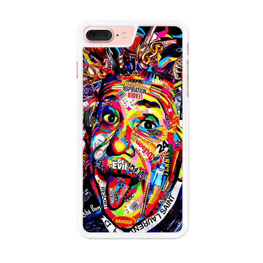 Albert Einstein Art iPhone 8 Plus Case-Rubber / White (2D Case)-Xtracase