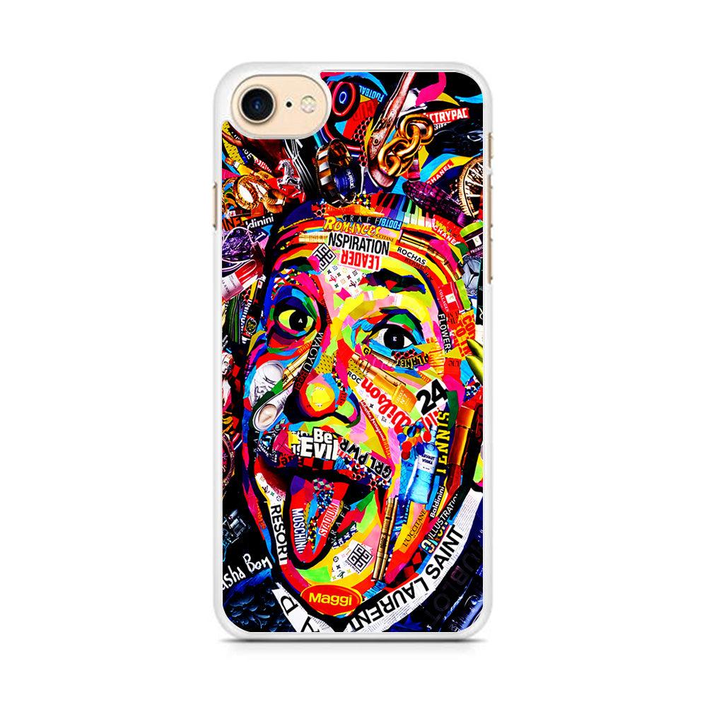 Albert Einstein Art iPhone 7 Case-Rubber / White (2D Case)-Xtracase