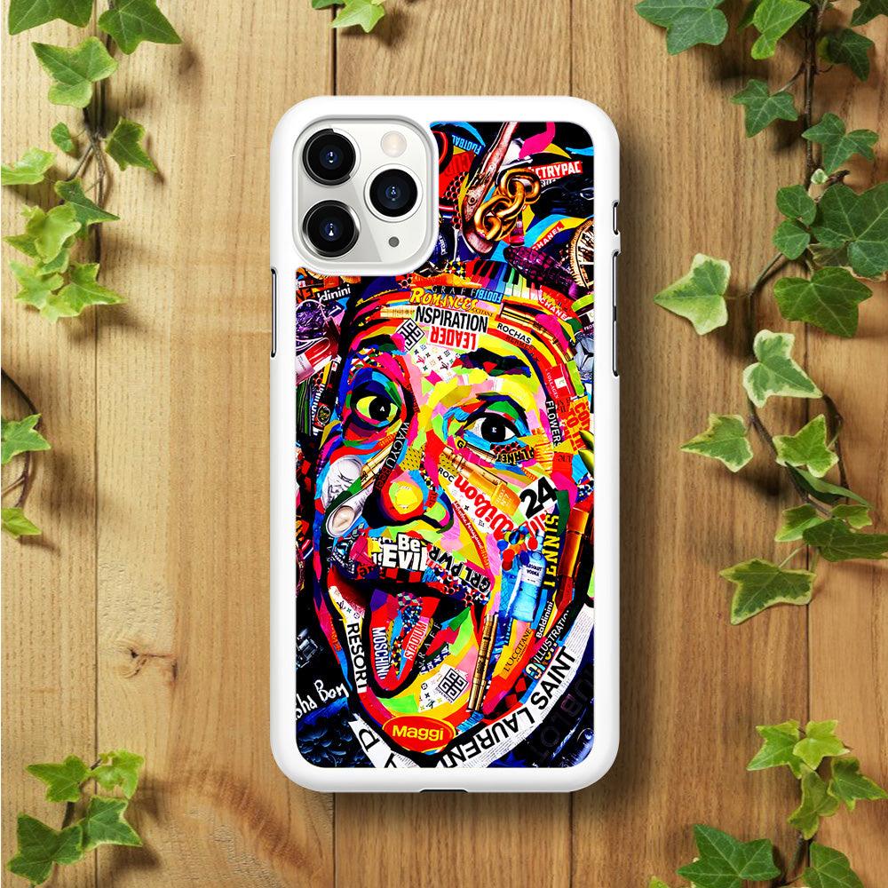 Albert Einstein Art iPhone 11 Pro Max Case-Rubber / White (2D Case)-Xtracase