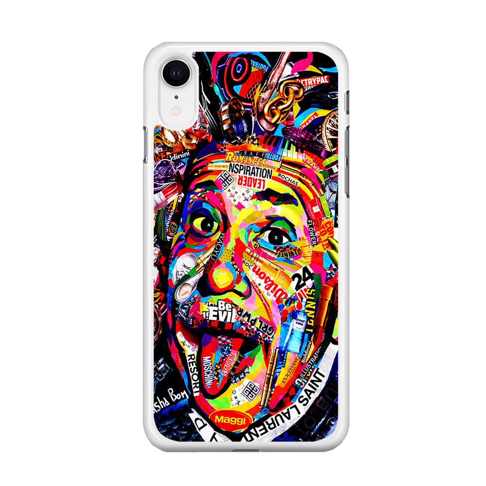 Albert Einstein Art iPhone XR Case-Rubber / White (2D Case)-Xtracase