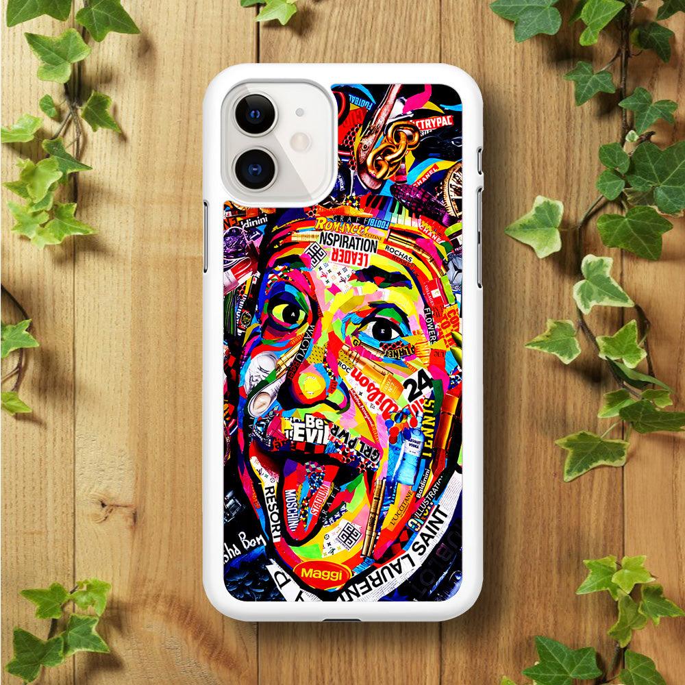Albert Einstein Art iPhone 11 Case-Rubber / White (2D Case)-Xtracase