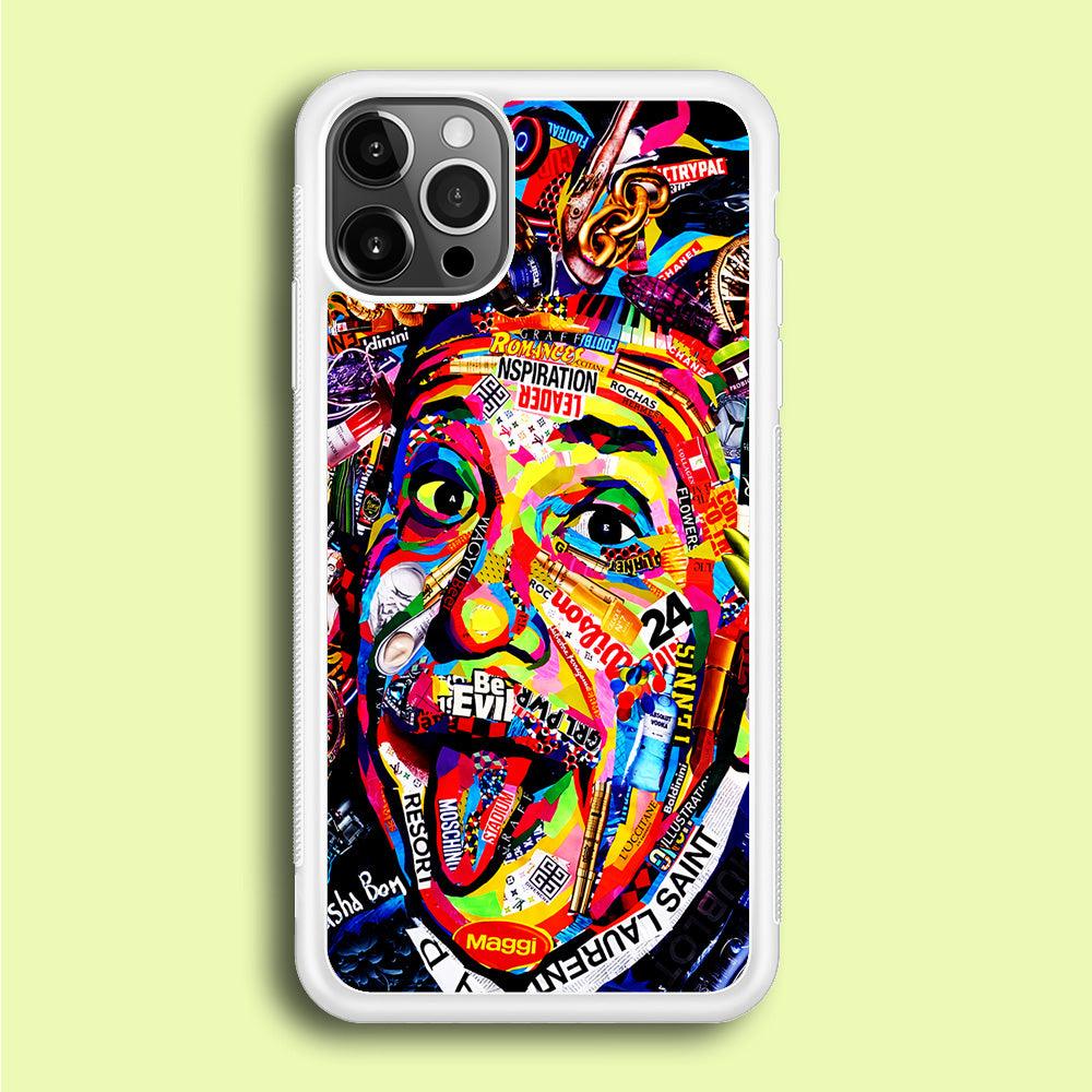 Albert Einstein Art iPhone 12 Pro Case-Rubber / Black (2D Case)-Xtracase