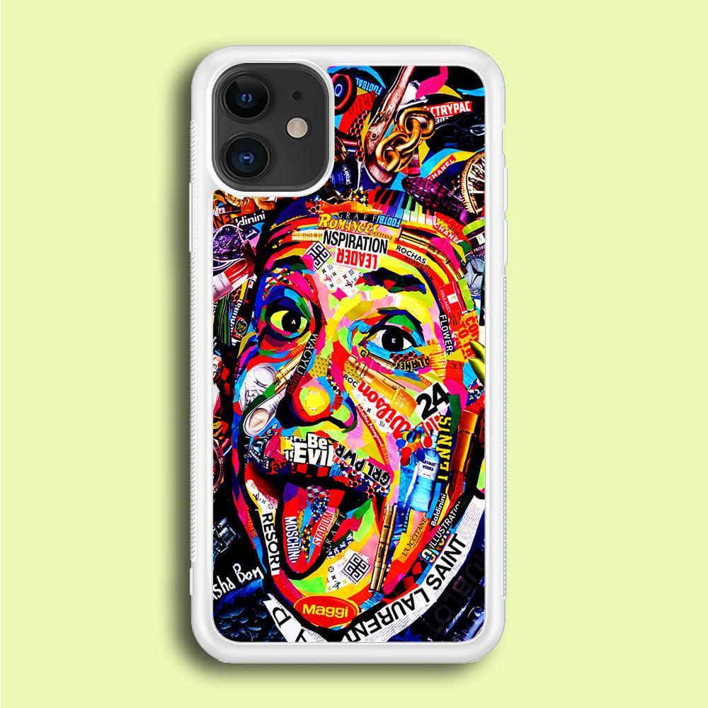 Albert Einstein Art iPhone 12 Mini Case-Rubber / White (2D Case)-Xtracase