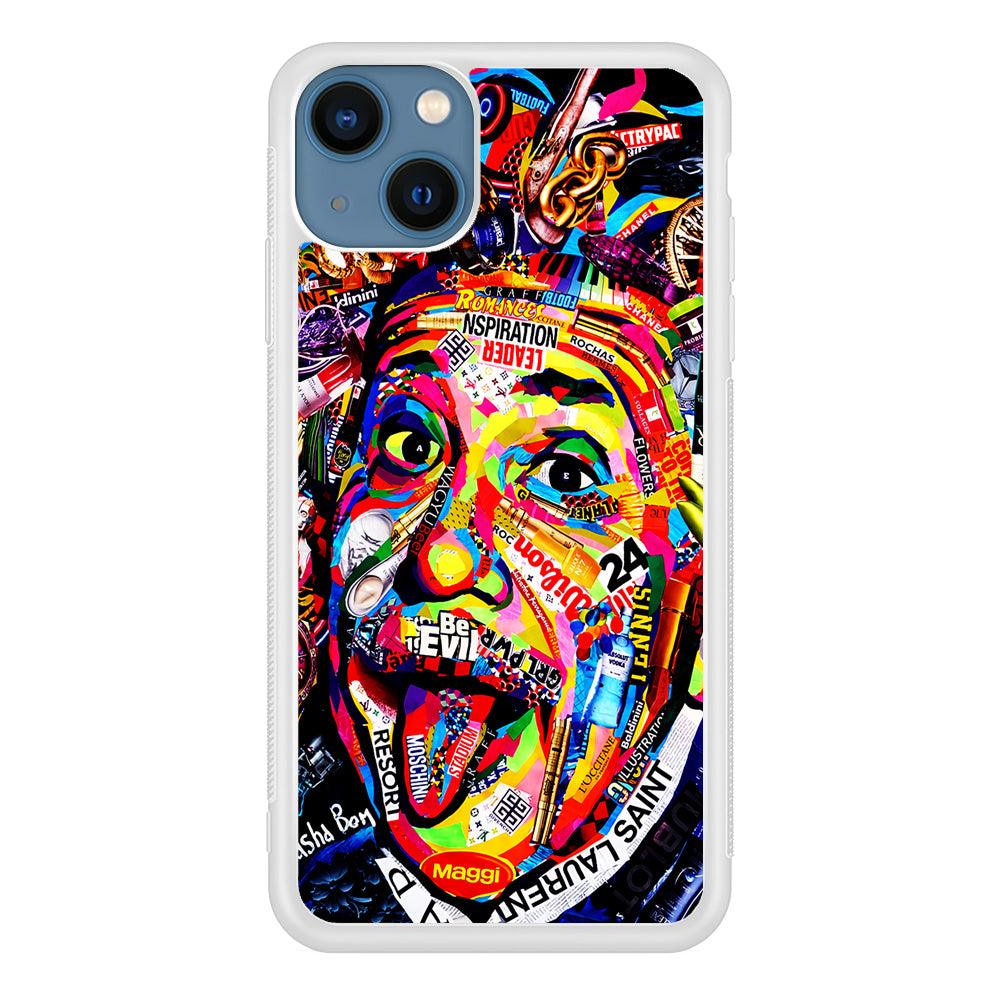 Albert Einstein Art iPhone 13 Mini Case-Rubber / White (2D Case)-Xtracase