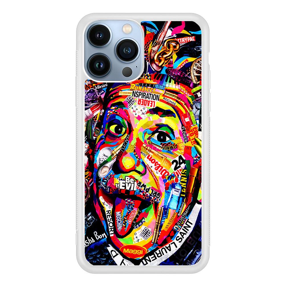 Albert Einstein Art iPhone 13 Pro Case-Rubber / White (2D Case)-Xtracase
