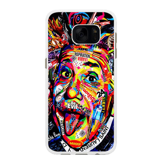 Albert Einstein Art Samsung Galaxy S7 Edge Case-Rubber / White (2D Case)-Xtracase