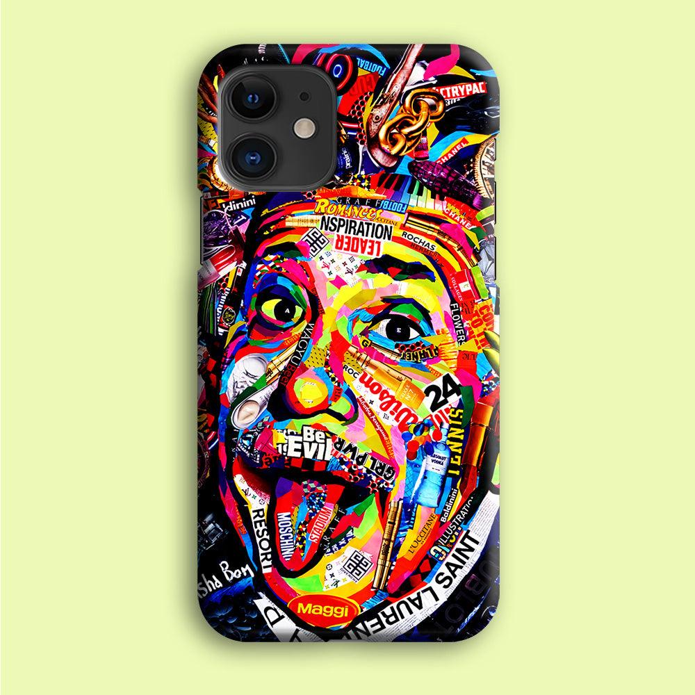 Albert Einstein Art iPhone 12 Mini Case-Plastic / Full Wrap (3D Case)-Xtracase
