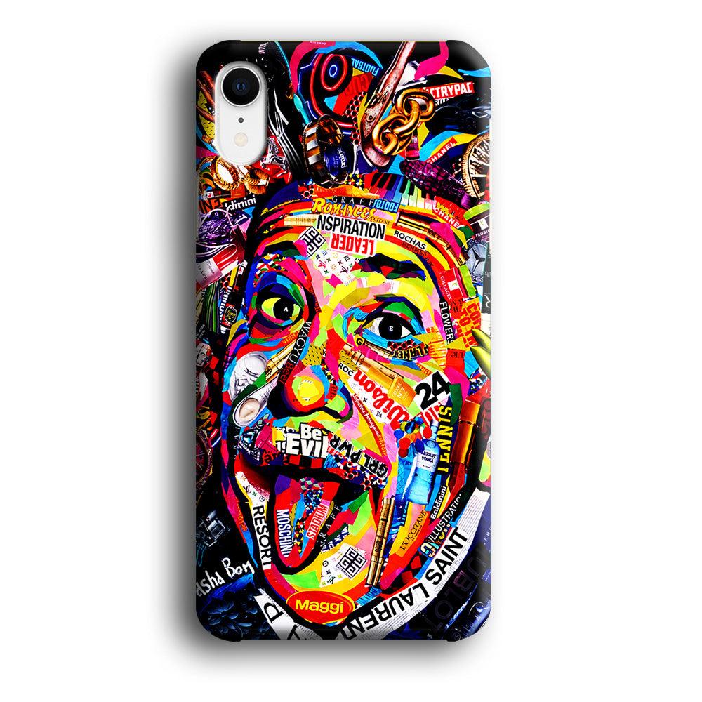 Albert Einstein Art iPhone XR Case-Plastic / Full Wrap (3D Case)-Xtracase