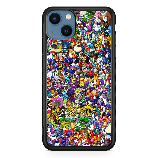 All Pokemon characters iPhone 13 Pro Case-Rubber / Black (2D Case)-Xtracase