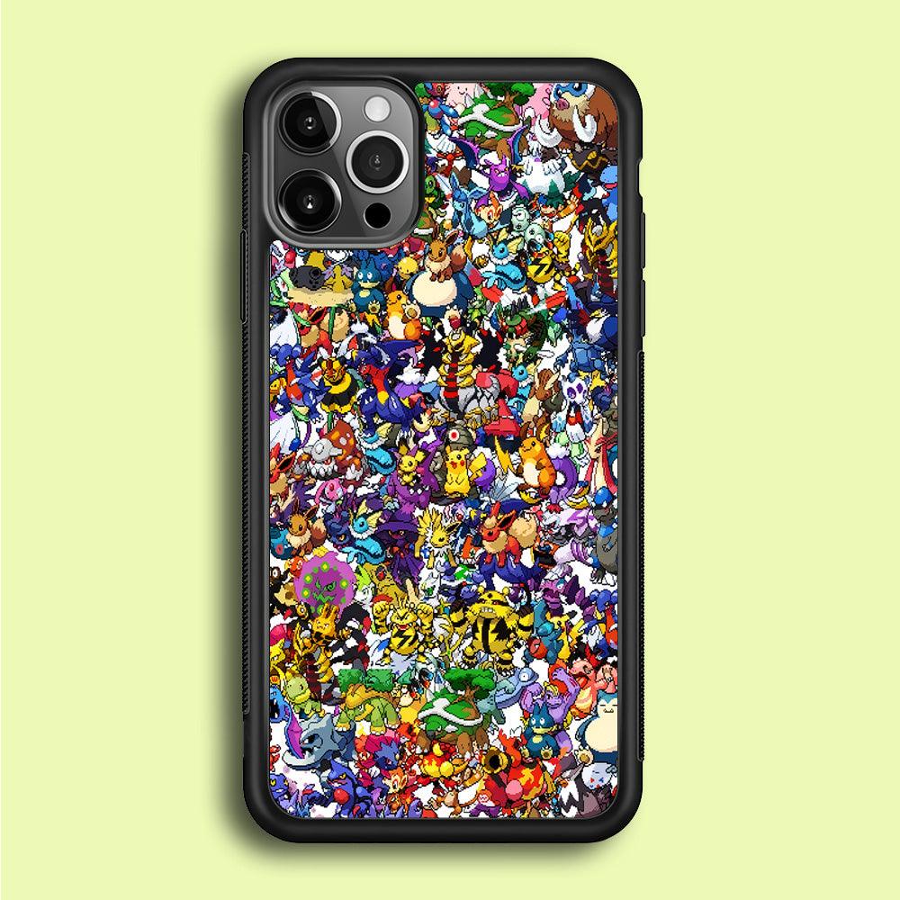 All Pokemon characters iPhone 12 Pro Max Case-Rubber / Black (2D Case)-Xtracase