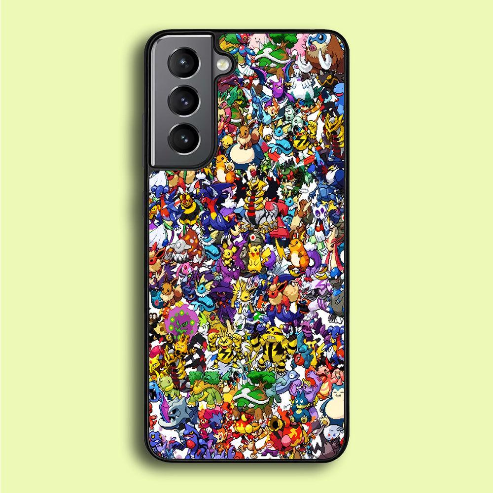 All Pokemon characters Samsung Galaxy S21 Plus Case-Rubber / Black (2D Case)-Xtracase