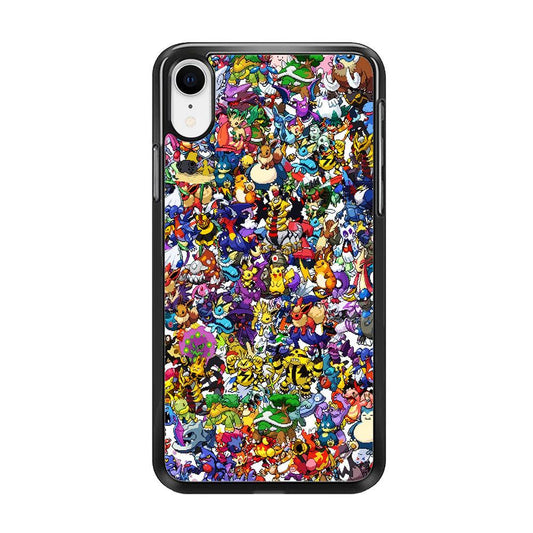 All Pokemon characters iPhone XR Case-Rubber / Black (2D Case)-Xtracase