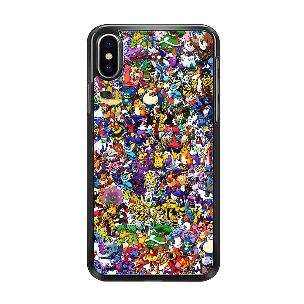 All Pokemon characters iPhone Xs Case-Rubber / Black (2D Case)-Xtracase