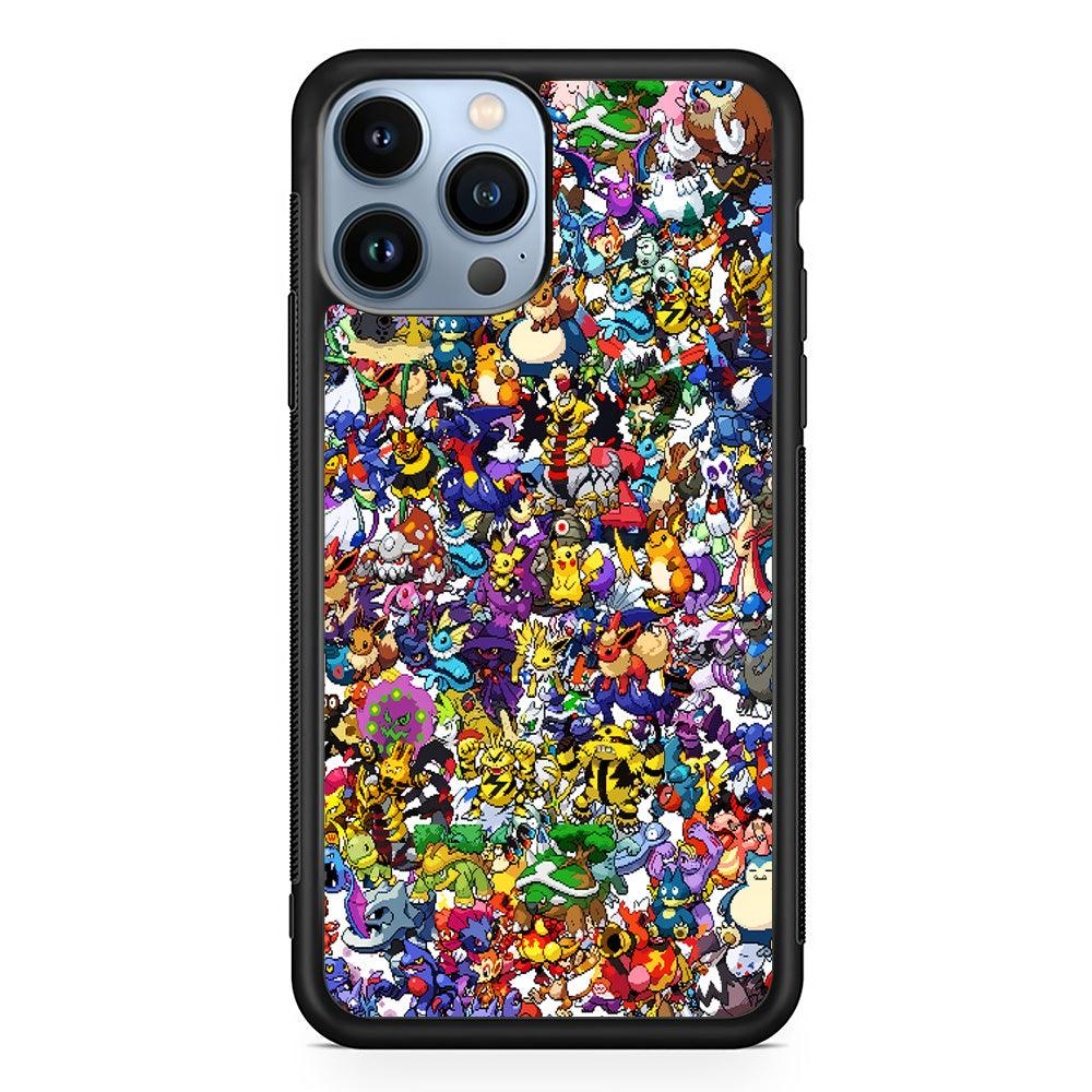 All Pokemon characters iPhone 13 Pro Max Case-Rubber / Black (2D Case)-Xtracase