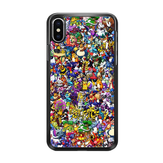 All Pokemon characters iPhone Xs Max Case-Rubber / Black (2D Case)-Xtracase