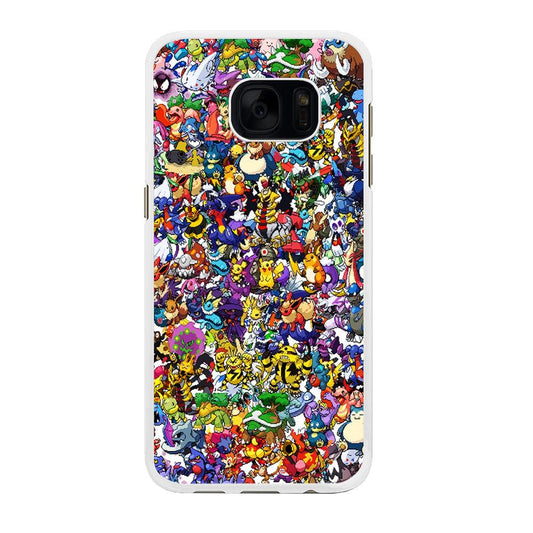 All Pokemon characters Samsung Galaxy S7 Edge Case-Rubber / White (2D Case)-Xtracase
