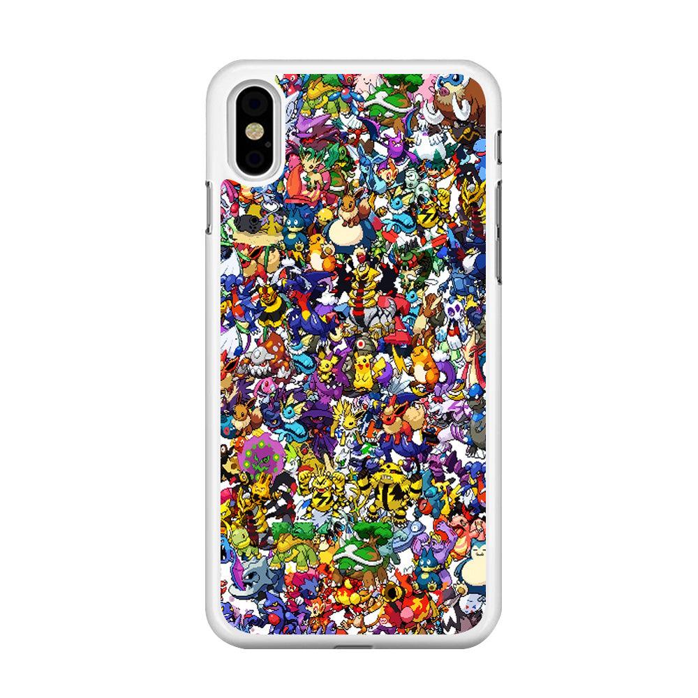 All Pokemon characters iPhone Xs Case-Rubber / White (2D Case)-Xtracase
