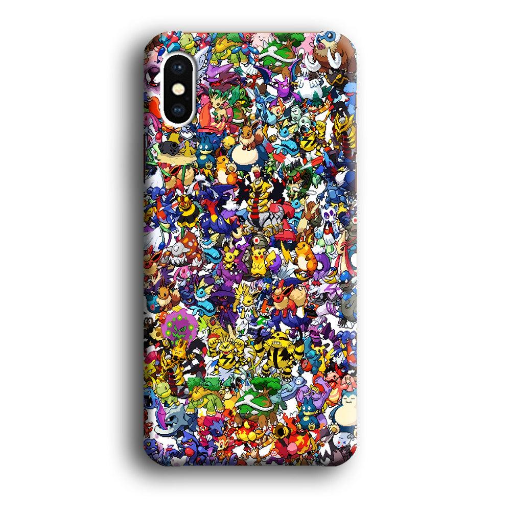 All Pokemon characters iPhone Xs Case-Plastic / Full Wrap (3D Case)-Xtracase