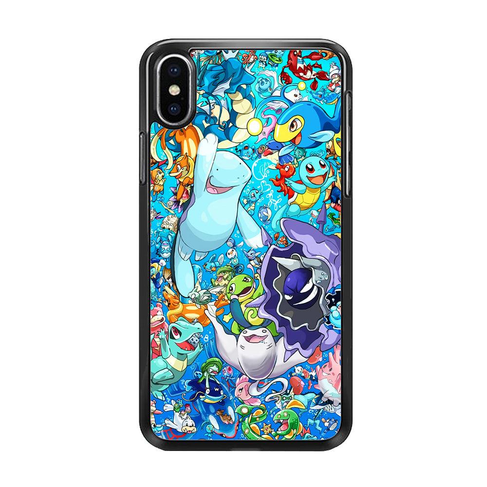All Water Pokemon iPhone Xs Max Case-Rubber / Black (2D Case)-Xtracase