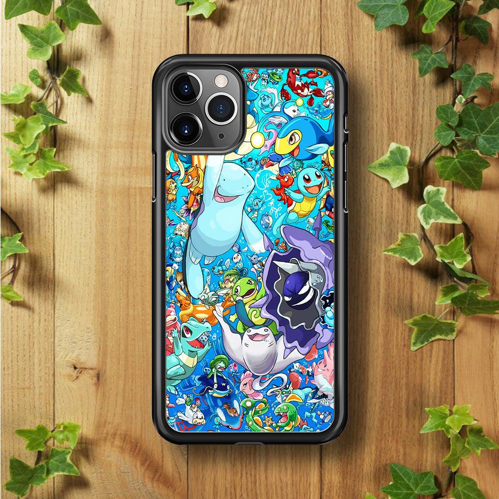 All Water Pokemon iPhone 11 Pro Case-Rubber / Black (2D Case)-Xtracase
