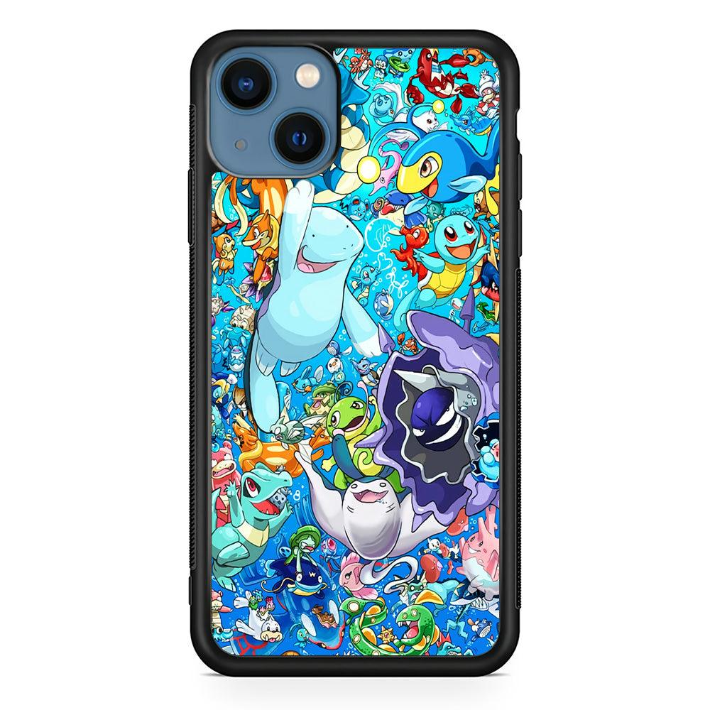 All Water Pokemon iPhone 13 Pro Case-Rubber / Black (2D Case)-Xtracase