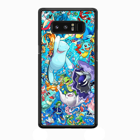All Water Pokemon Samsung Galaxy Note 8 Case-Rubber / Black (2D Case)-Xtracase