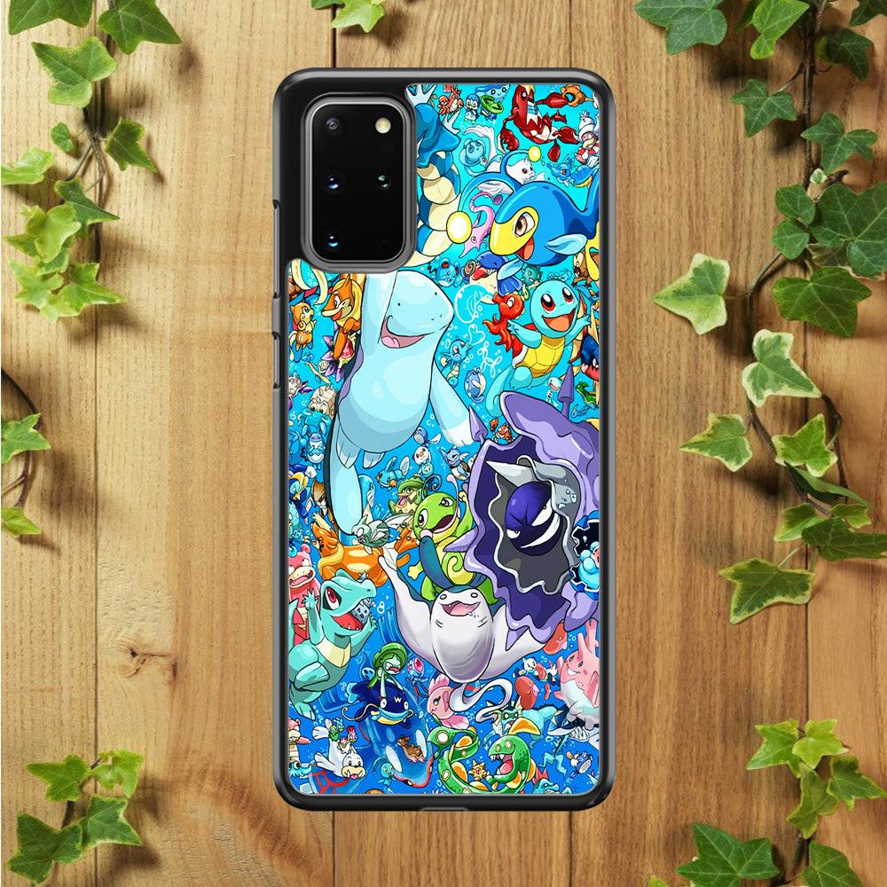 All Water Pokemon Samsung Galaxy S20 Plus Case-Rubber / Black (2D Case)-Xtracase