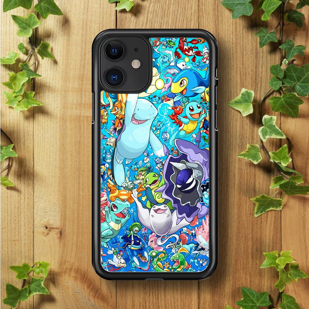 All Water Pokemon iPhone 11 Case-Rubber / Black (2D Case)-Xtracase