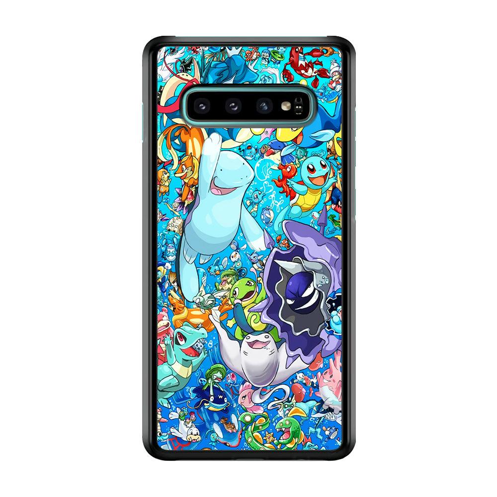 All Water Pokemon Samsung Galaxy S10 Case-Rubber / Black (2D Case)-Xtracase