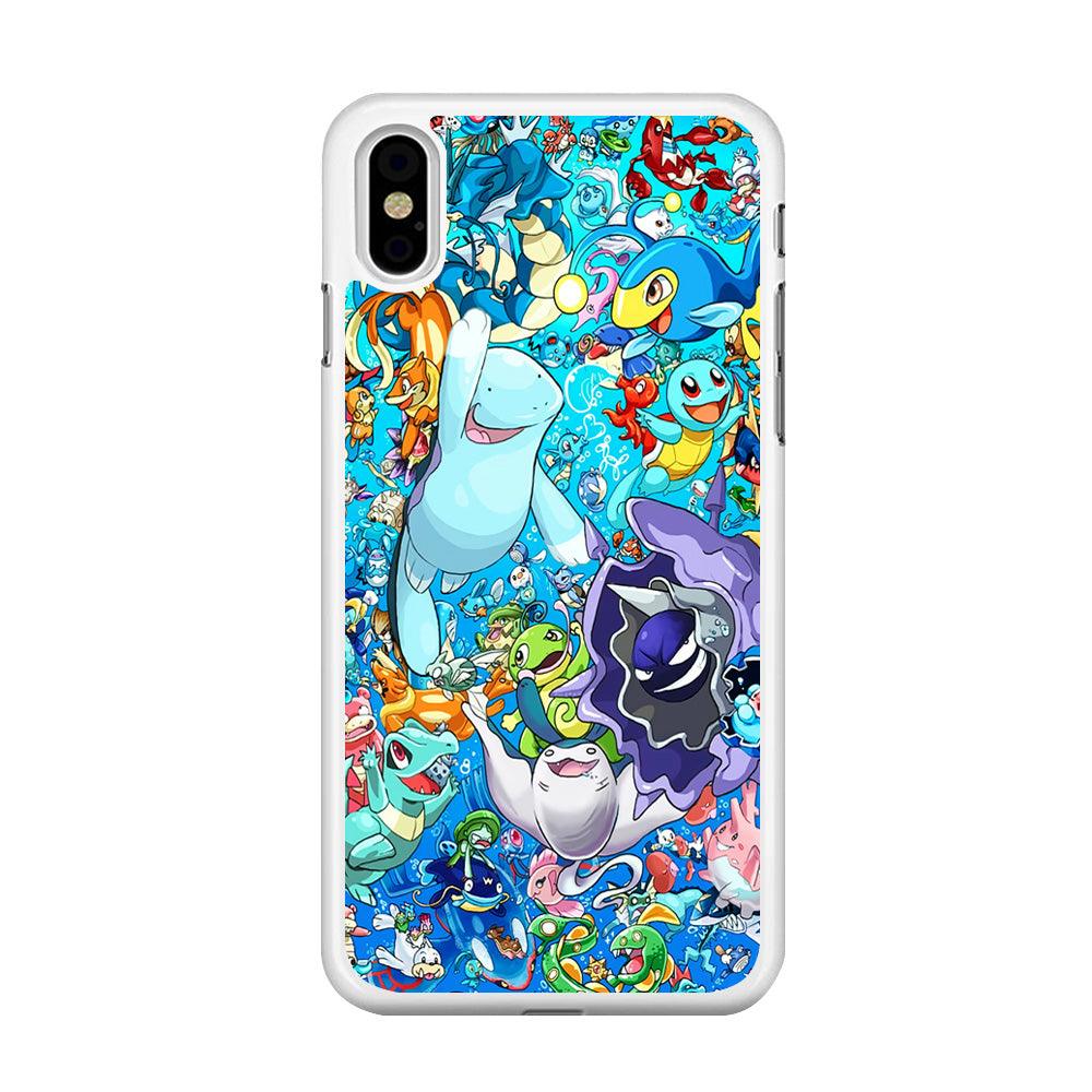 All Water Pokemon iPhone Xs Max Case-Rubber / White (2D Case)-Xtracase