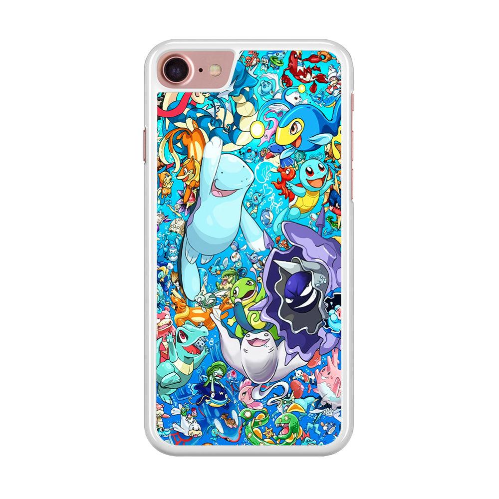 All Water Pokemon iPhone 8 Case-Rubber / White (2D Case)-Xtracase