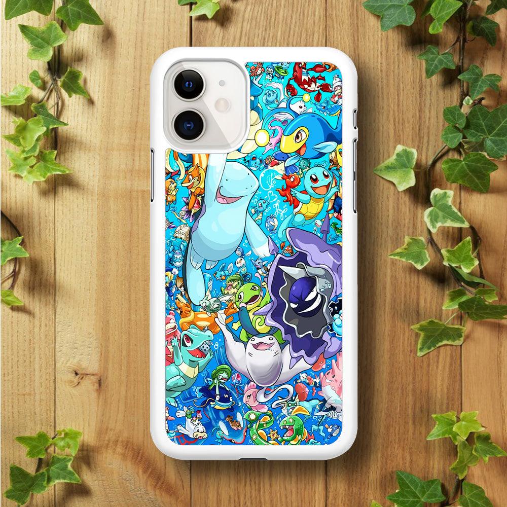 All Water Pokemon iPhone 11 Case-Rubber / White (2D Case)-Xtracase