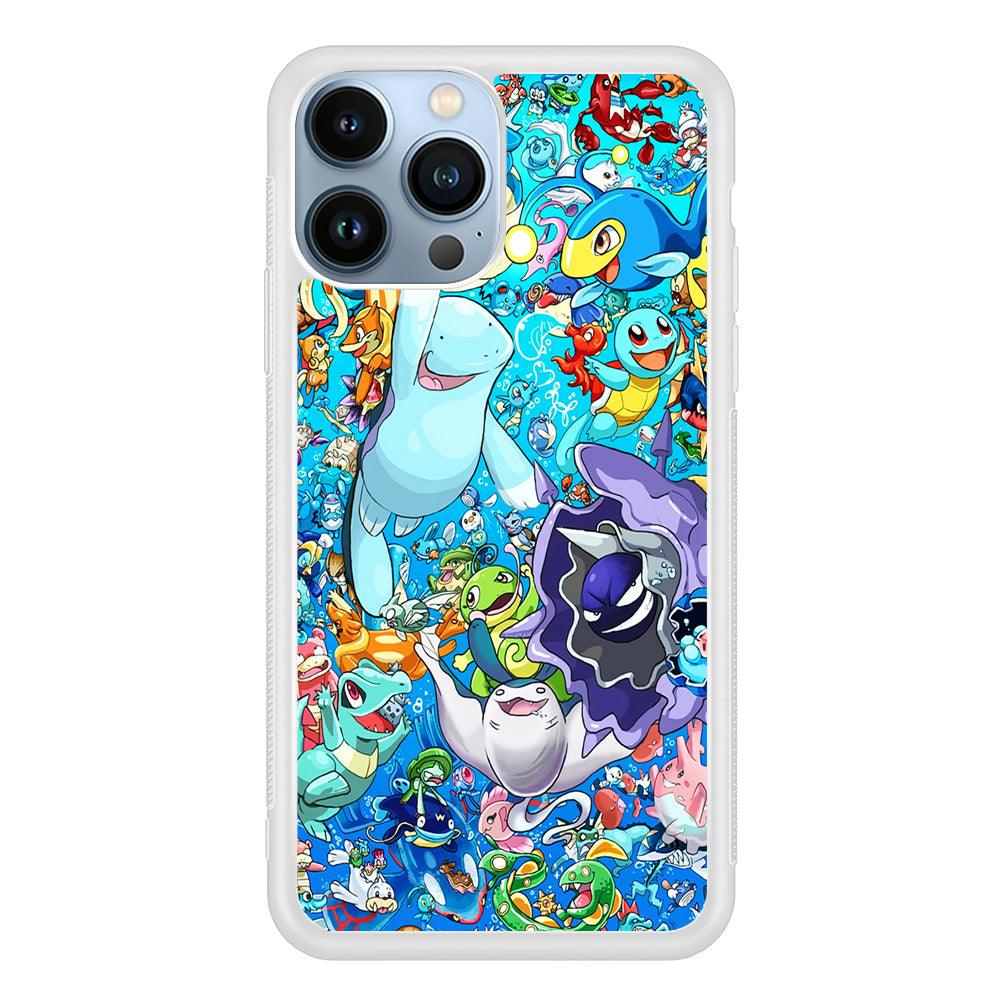 All Water Pokemon iPhone 13 Pro Max Case-Rubber / White (2D Case)-Xtracase