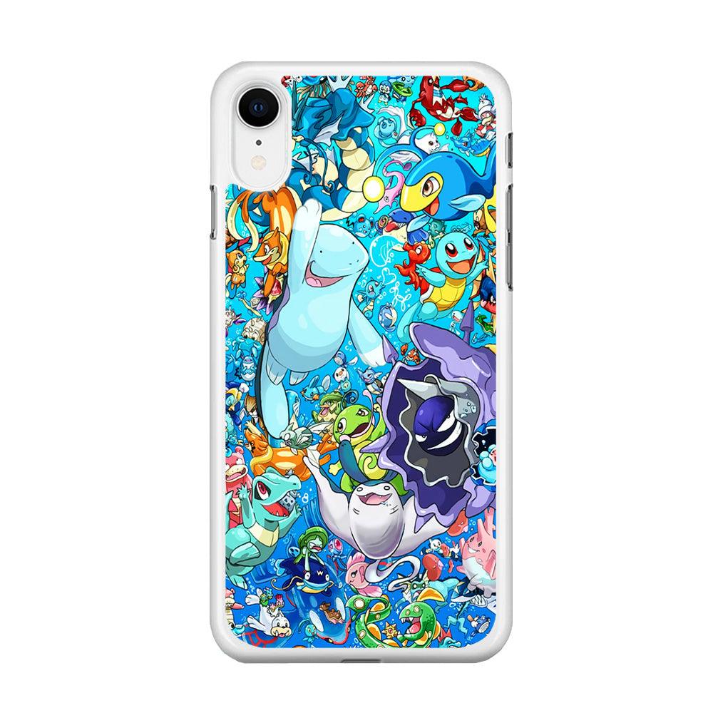 All Water Pokemon iPhone XR Case-Rubber / White (2D Case)-Xtracase