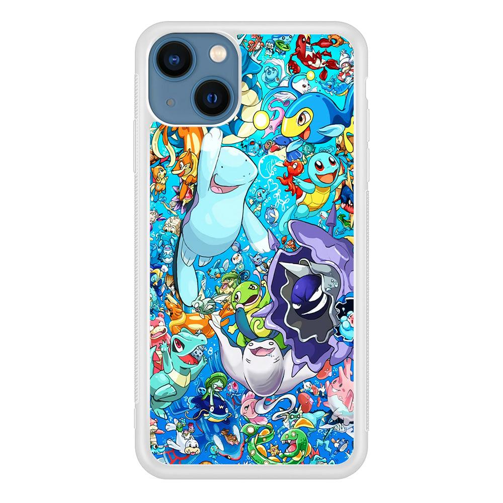All Water Pokemon iPhone 13 Case-Rubber / White (2D Case)-Xtracase