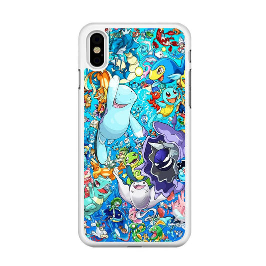 All Water Pokemon iPhone X Case-Rubber / White (2D Case)-Xtracase