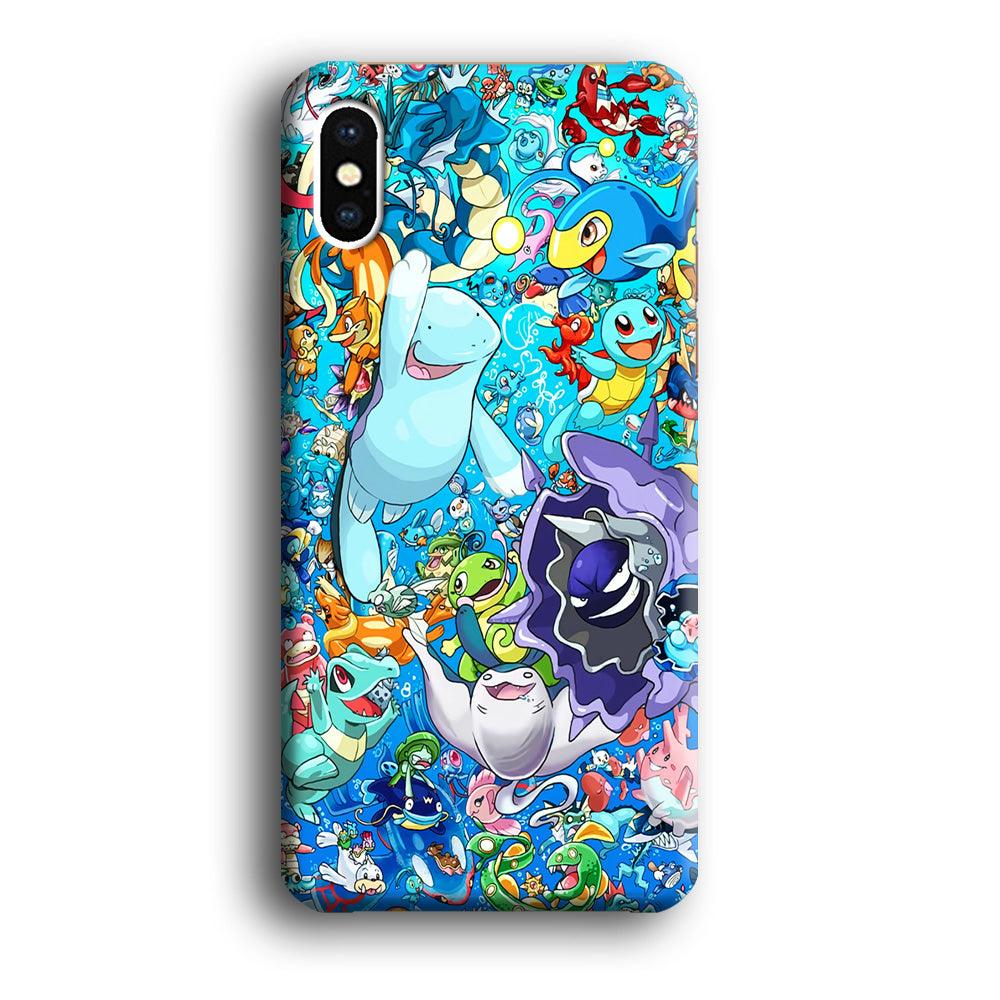 All Water Pokemon iPhone Xs Max Case-Plastic / Full Wrap (3D Case)-Xtracase