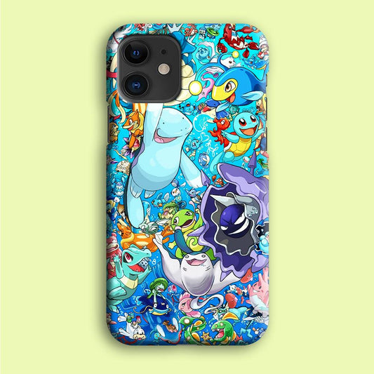 All Water Pokemon iPhone 12 Mini Case-Plastic / Full Wrap (3D Case)-Xtracase