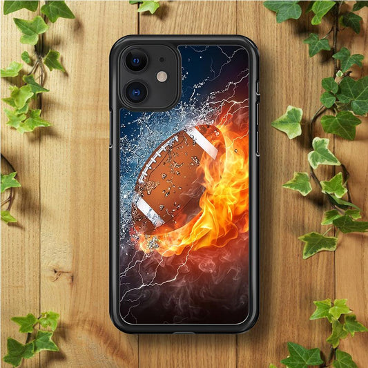 American Football Ball Cool Art iPhone 11 Case-Rubber / Black (2D Case)-Xtracase
