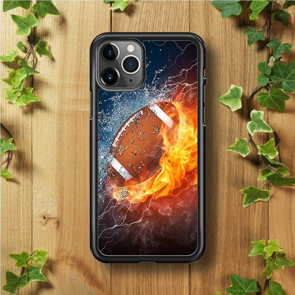 American Football Ball Cool Art iPhone 11 Pro Case-Rubber / Black (2D Case)-Xtracase