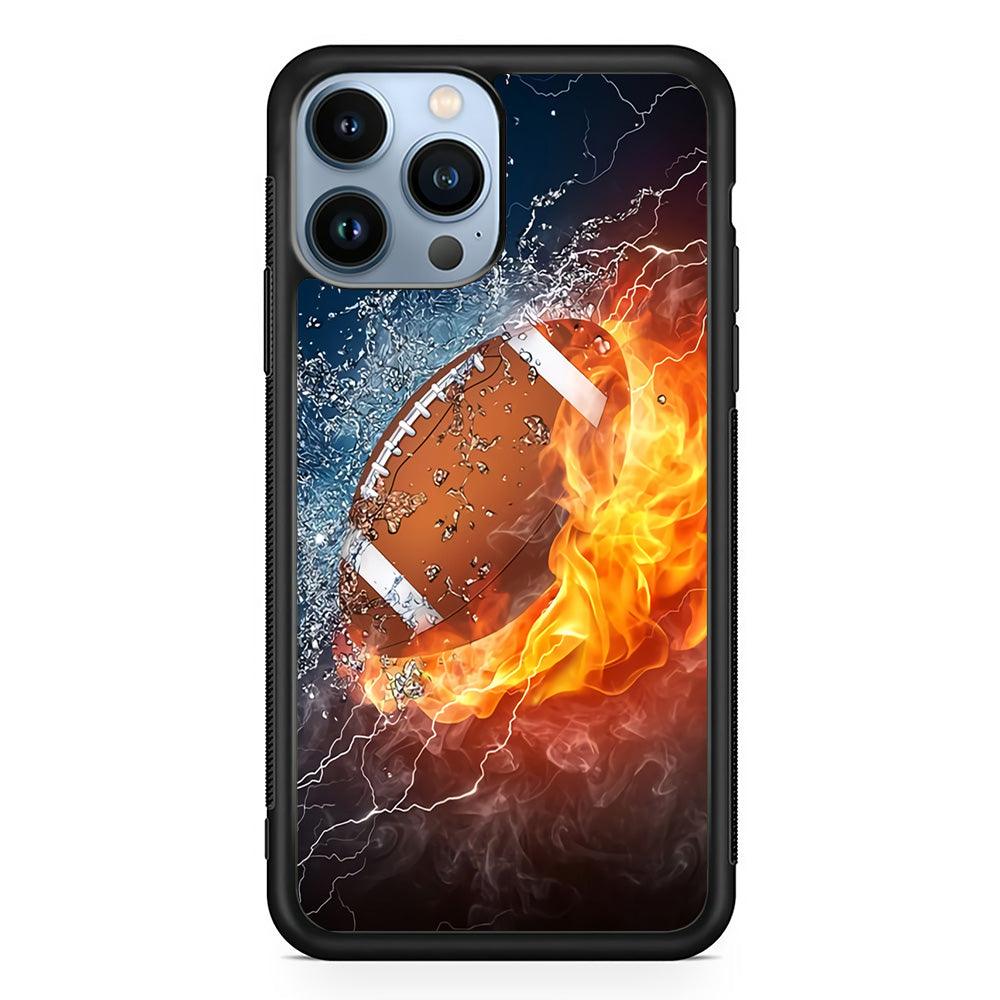 American Football Ball Cool Art iPhone 13 Pro Max Case-Rubber / Black (2D Case)-Xtracase